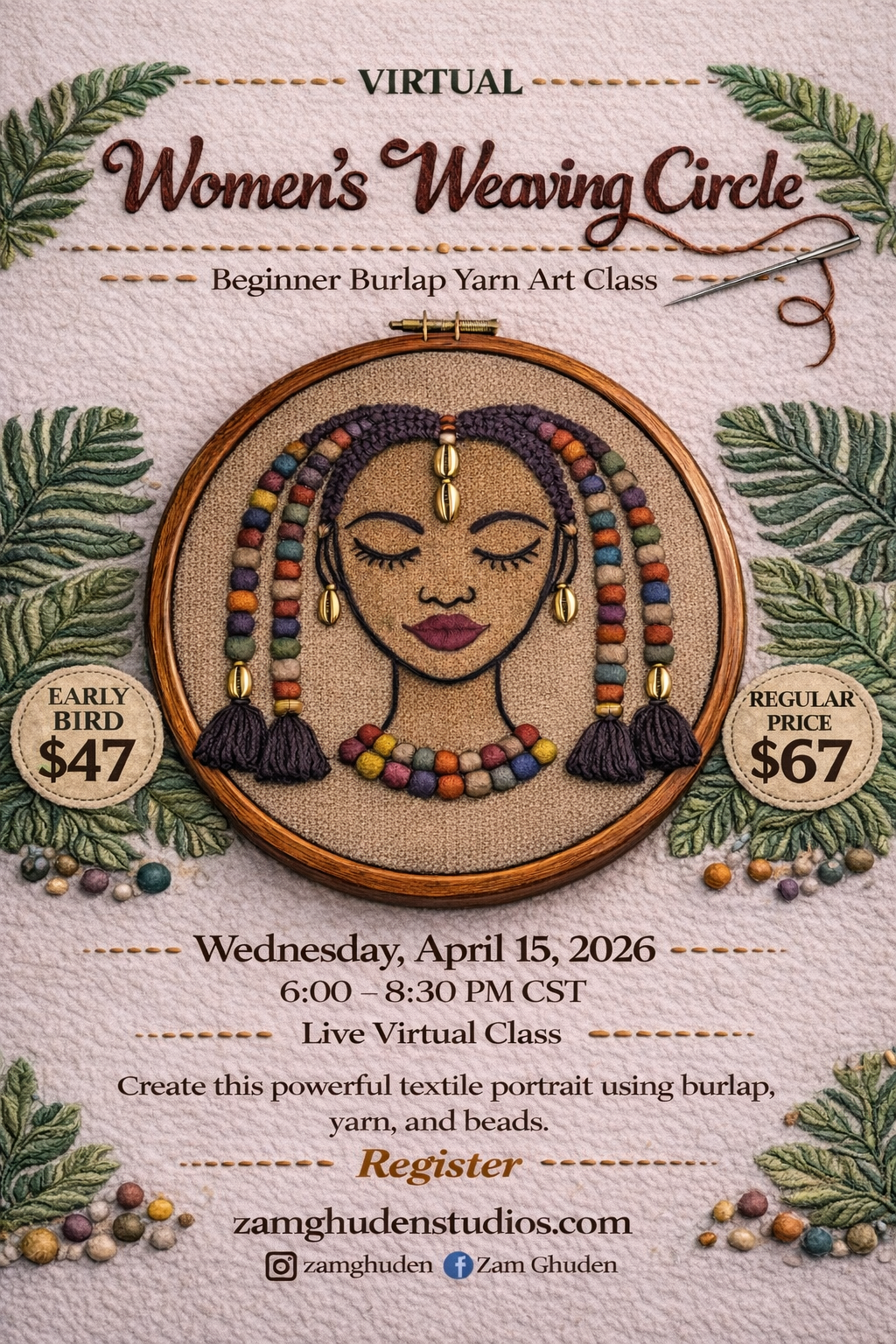 Virtual Women's Weaving Circle Beginner Course LIVE April 15