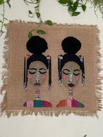 Load image into Gallery viewer, BEADED BONDS LARGE BURLAP YARN ART WALL DISPLAY
